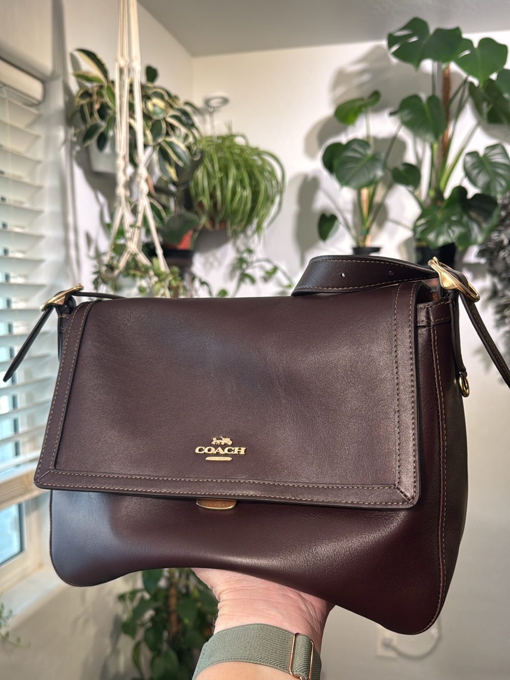 Coach large Etta flap bag in espresso CCE57 fall leather shoulder bag